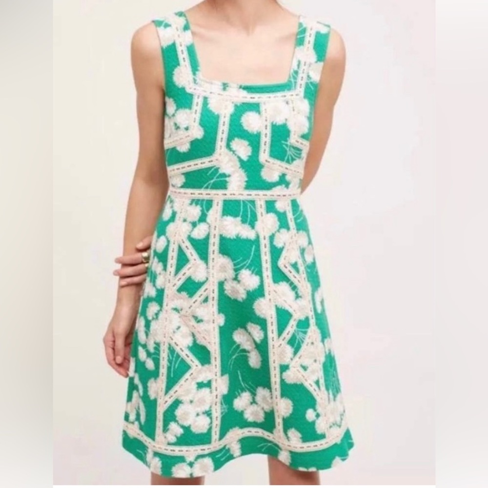 Maeve floral and crochet fit and flare dress
